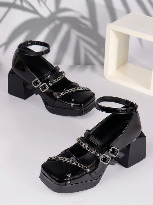 Statement Chain Accent Mary Jane Heels