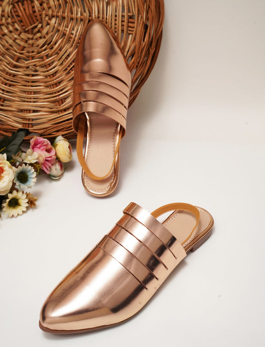Women Metallic Slingback Mule with Pointed Toe