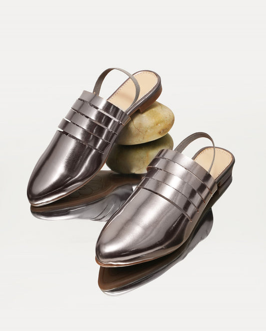Women Metallic Slingback Mule with Pointed Toe