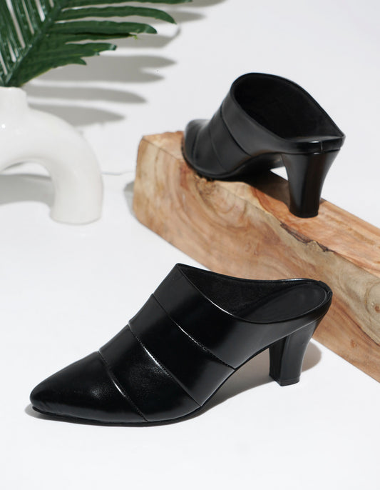 Classic Point Block Heel Mules