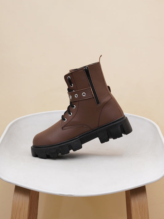 Street Style Lace-Up Ankle Boots for Women