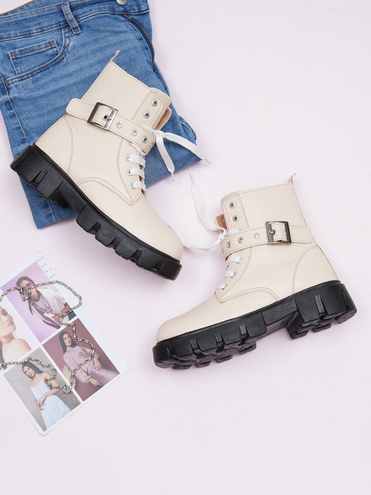 Street Style Lace-Up Ankle Boots for Women