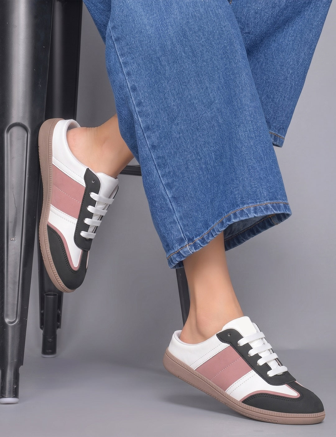 Retro Street Style Mules Sneakers with Lace-up