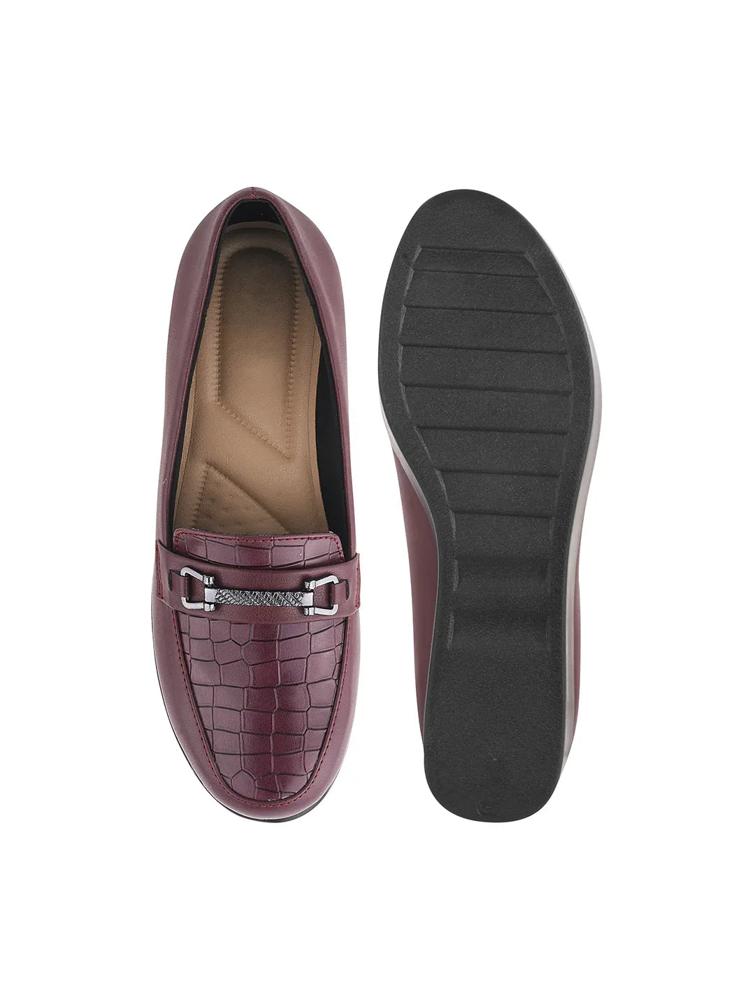 Classic Croc-Textured Office Wear Wedge Loafers