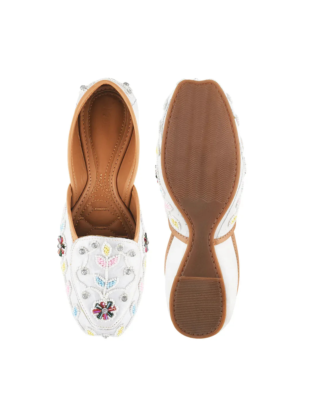 Handcrafted Zari & Stone Ethnic Wedge Juttis