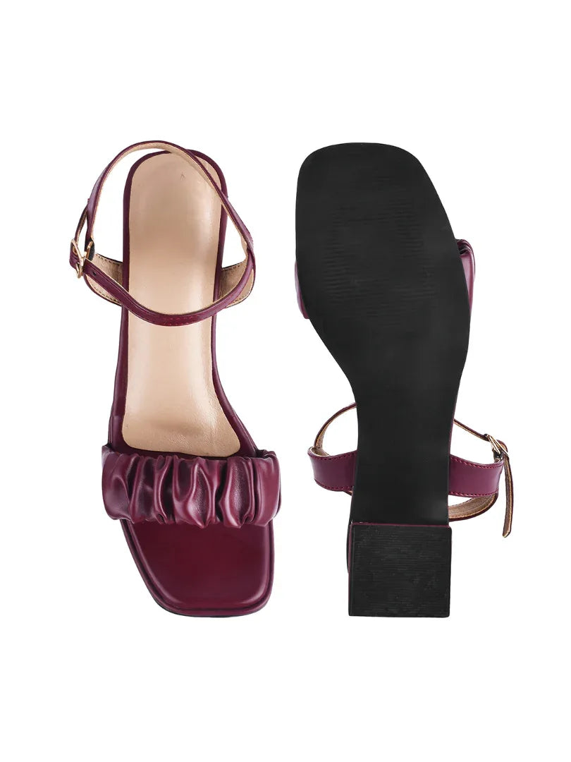 Chic Ruched Block Heel Sandals