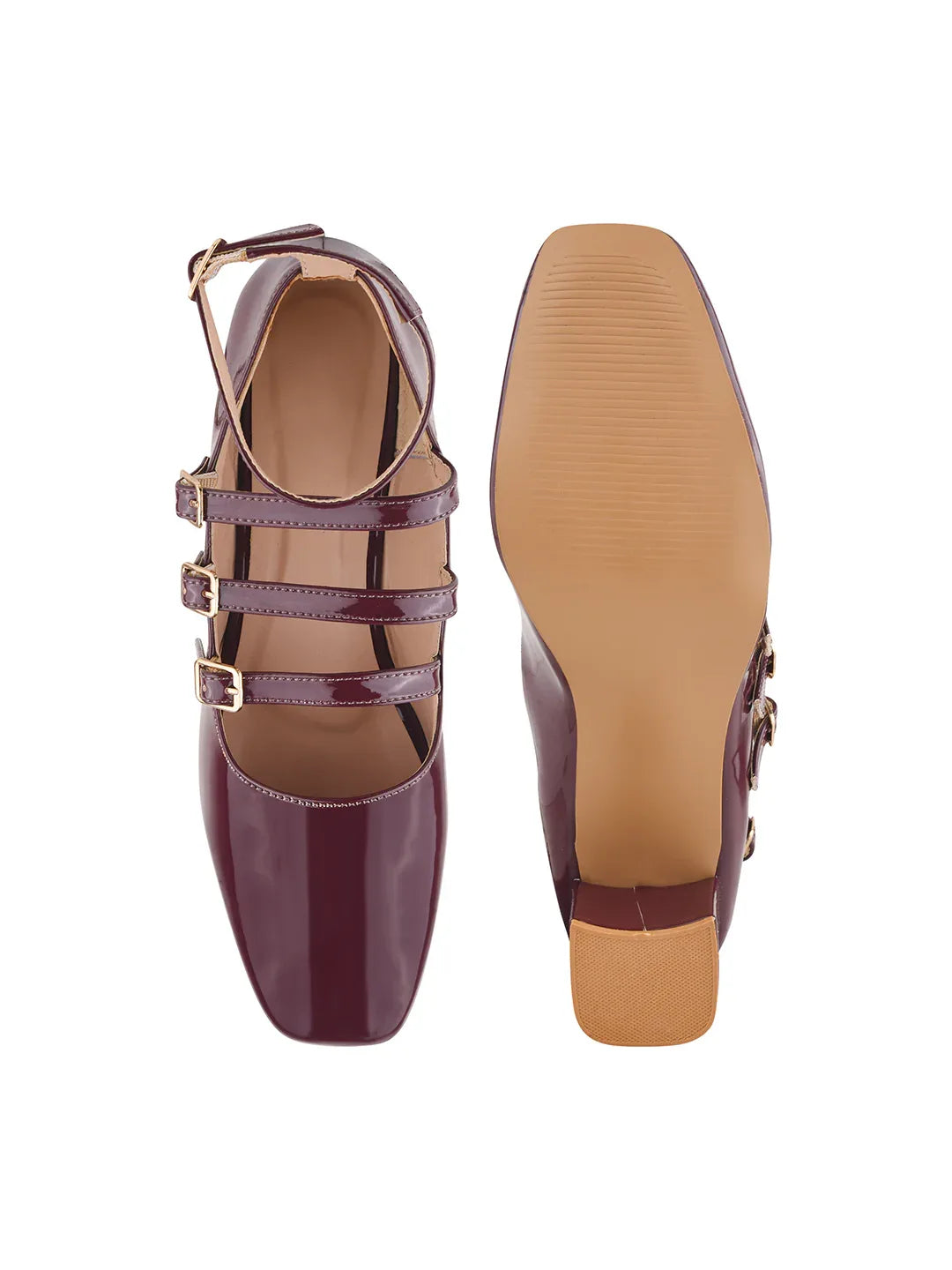Ankle Strap Patent Block Heels