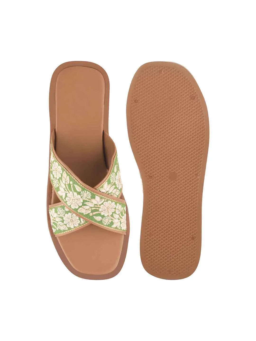 Elegant Embroidered Flat Slides