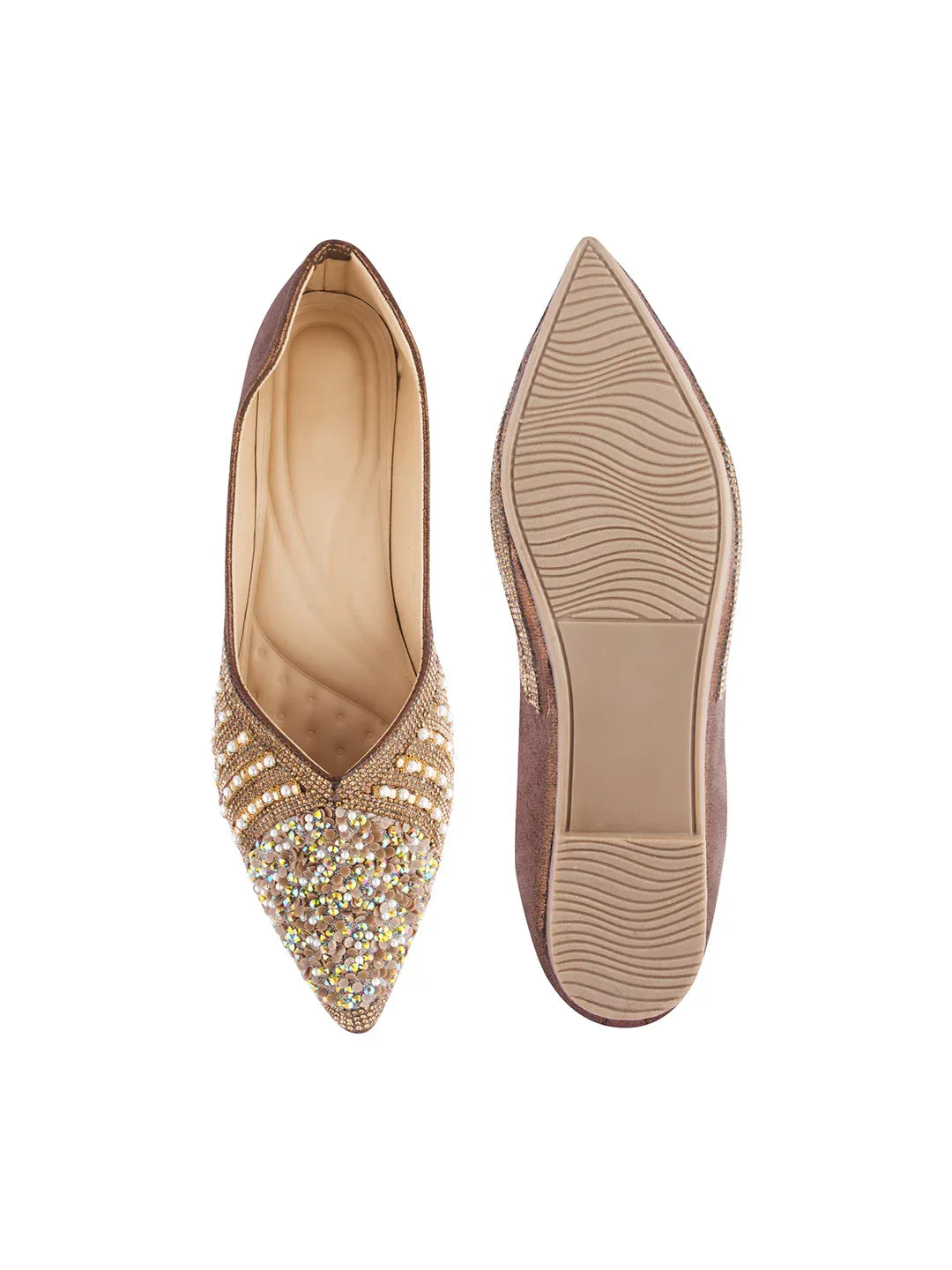 TRYME Floral Embellished Stone Beaded Women's Festive Juttis