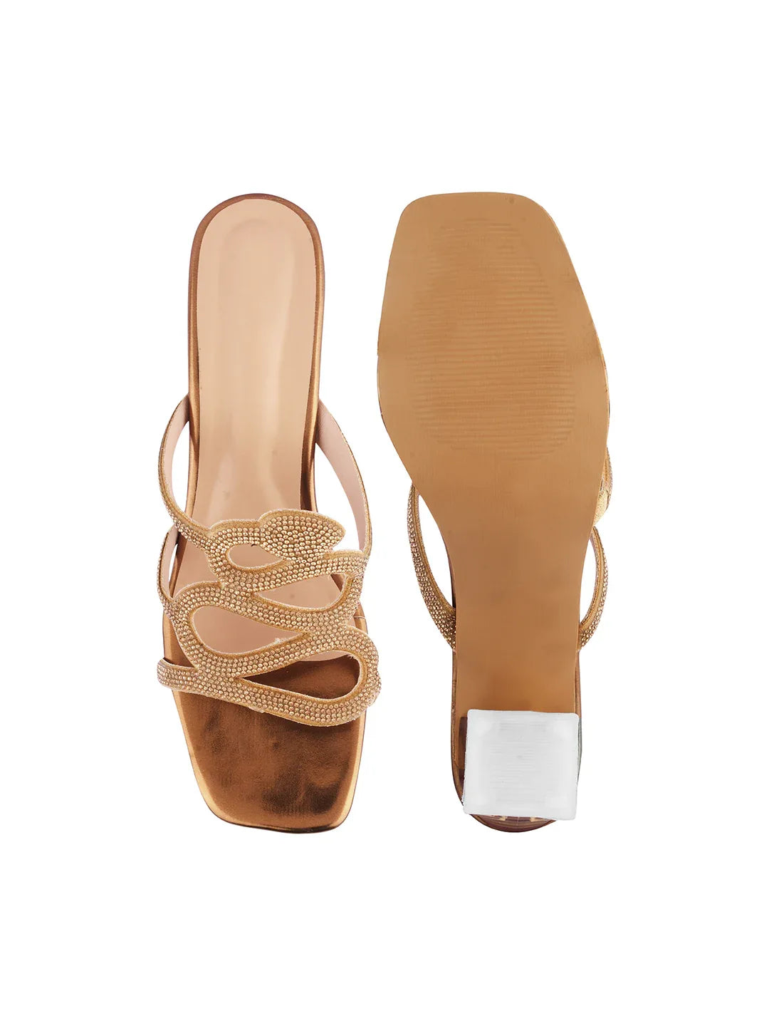 Crystal Strap Block Heel Sandals