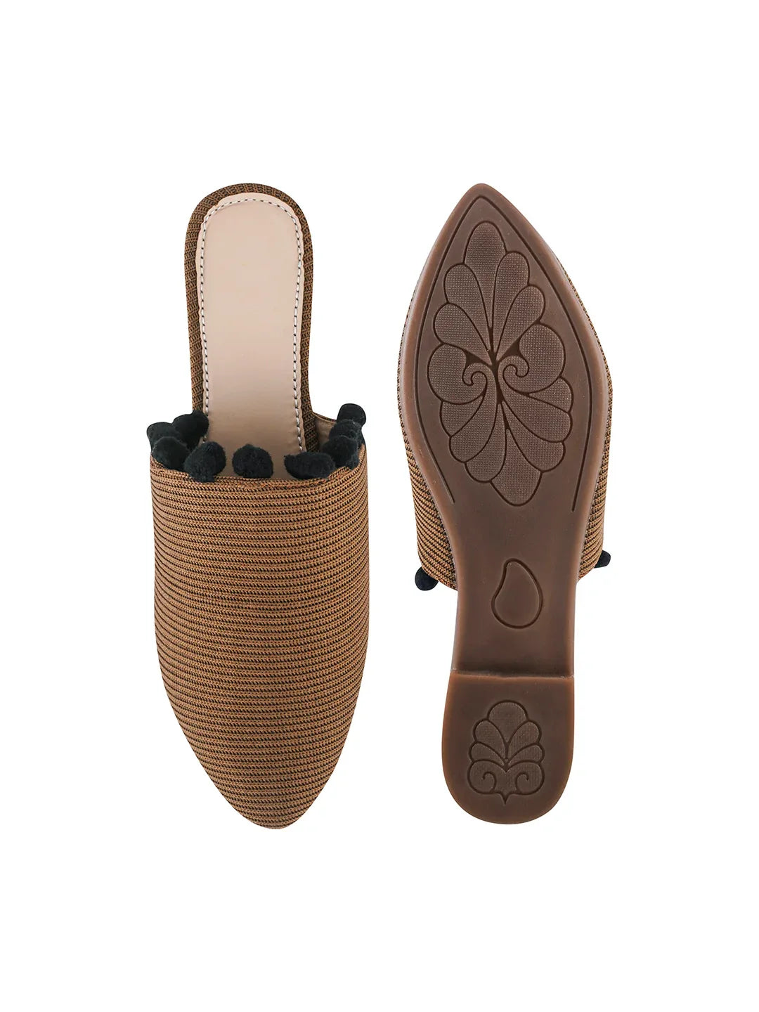 Classic Textured Flat Mules with Soft Insole