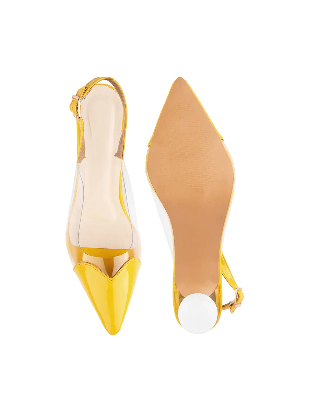 Modern Glass Finish Slingback Heels