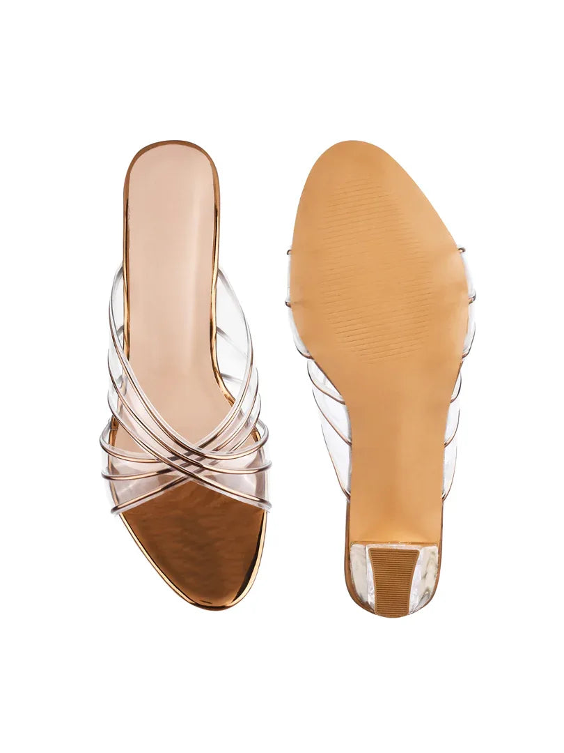 Luxe Clear Strap Block Heel Sandals