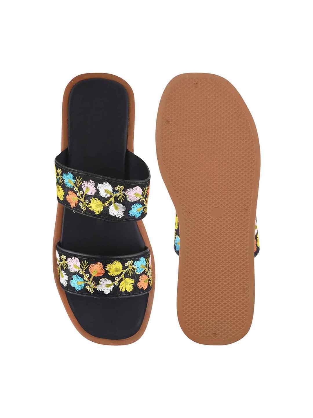 Garden Bloom Embroidered Comfort Slides