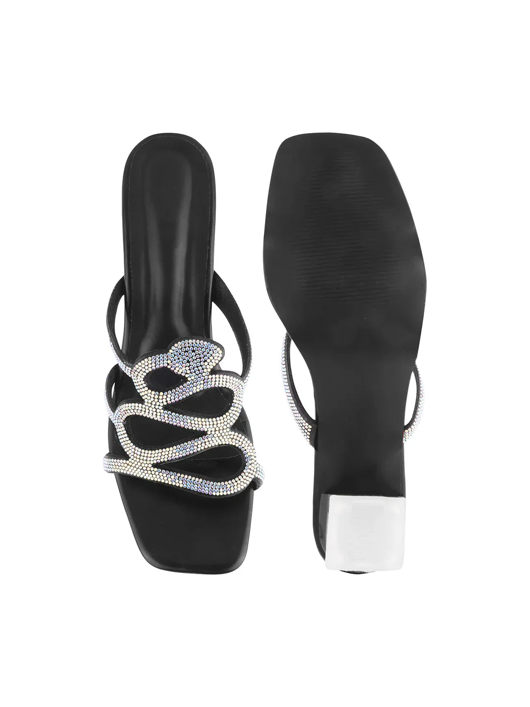 Crystal Strap Block Heel Sandals