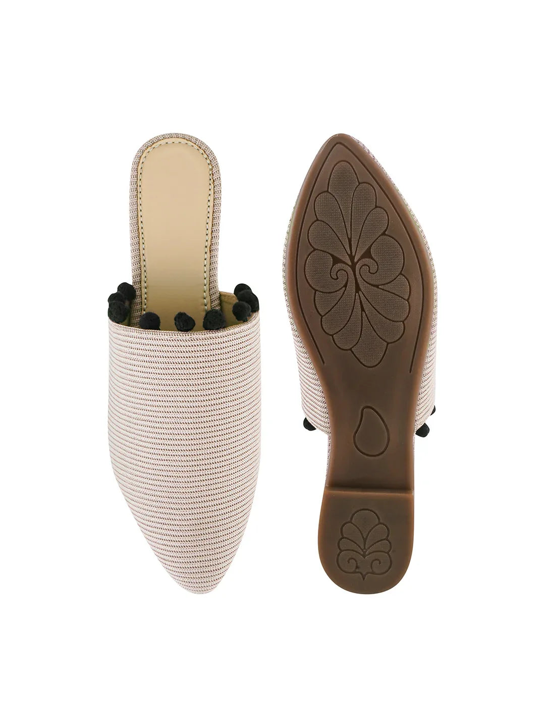 Classic Textured Flat Mules with Soft Insole