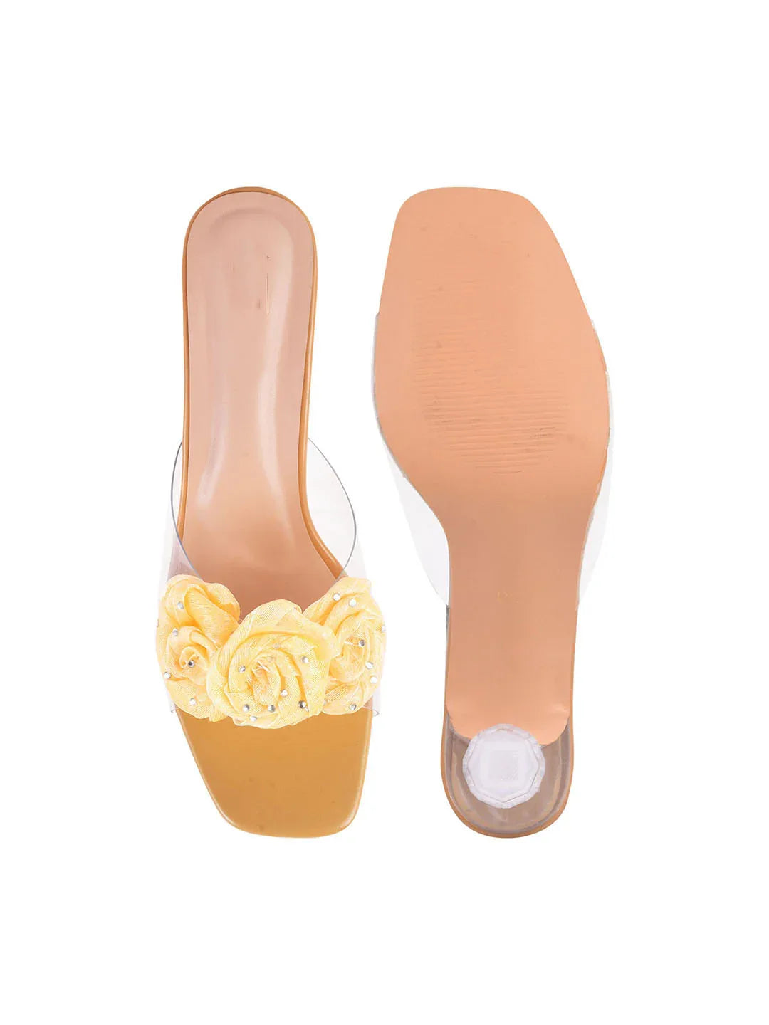 Floral Rose Transparent Heel Mules