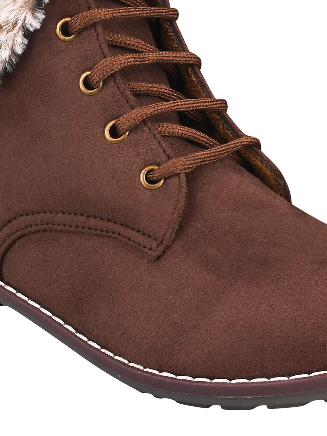 Cold Guard Lace-Up Fur Ankle Boots
