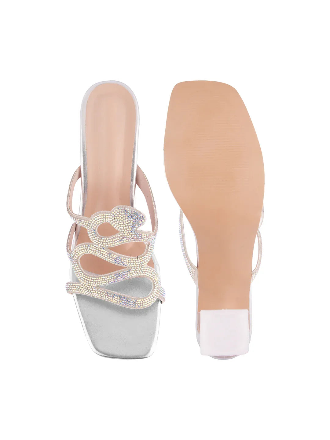 Crystal Strap Block Heel Sandals