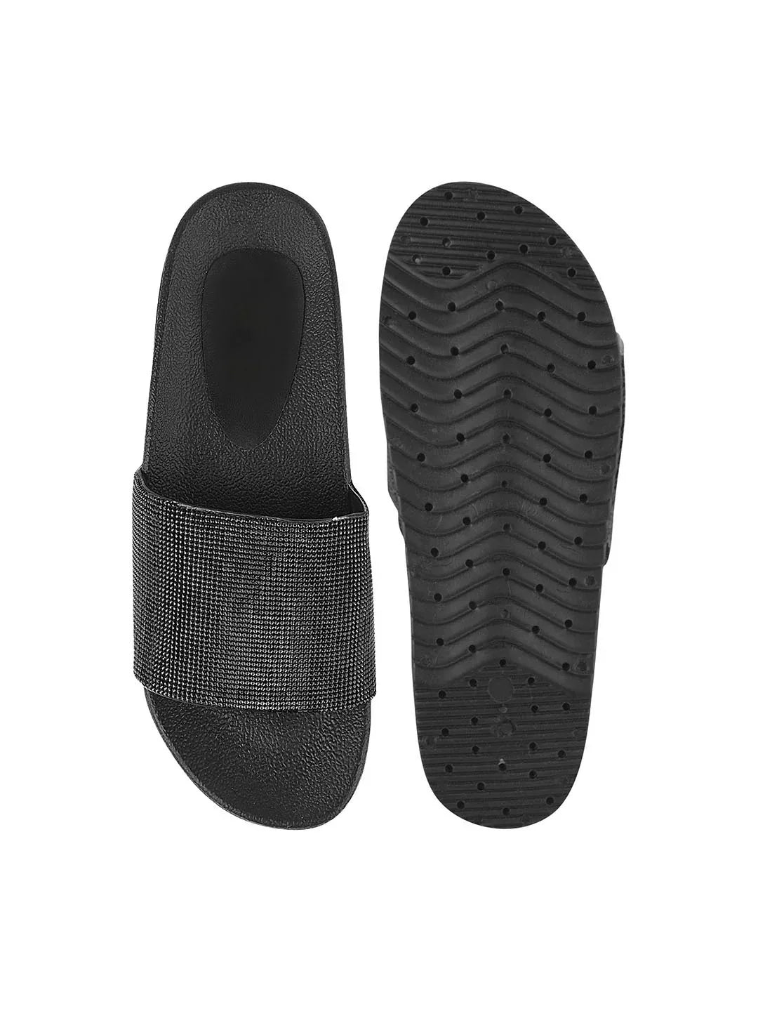 Textured Wide Strap Slides