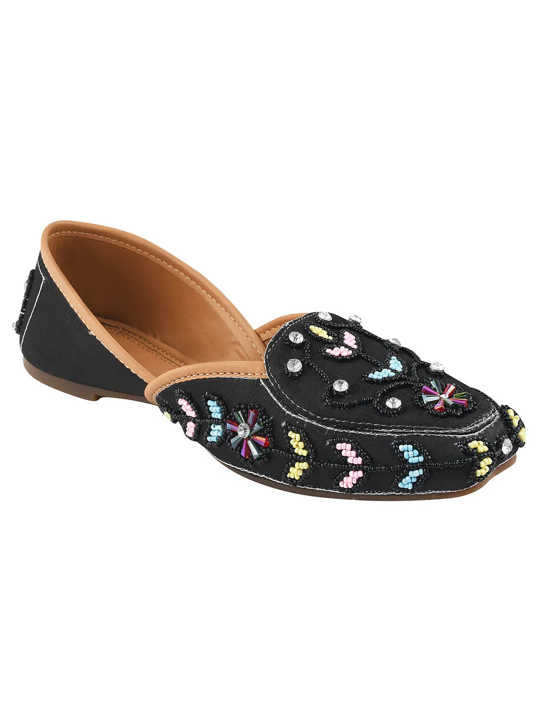 Handcrafted Zari & Stone Ethnic Wedge Juttis