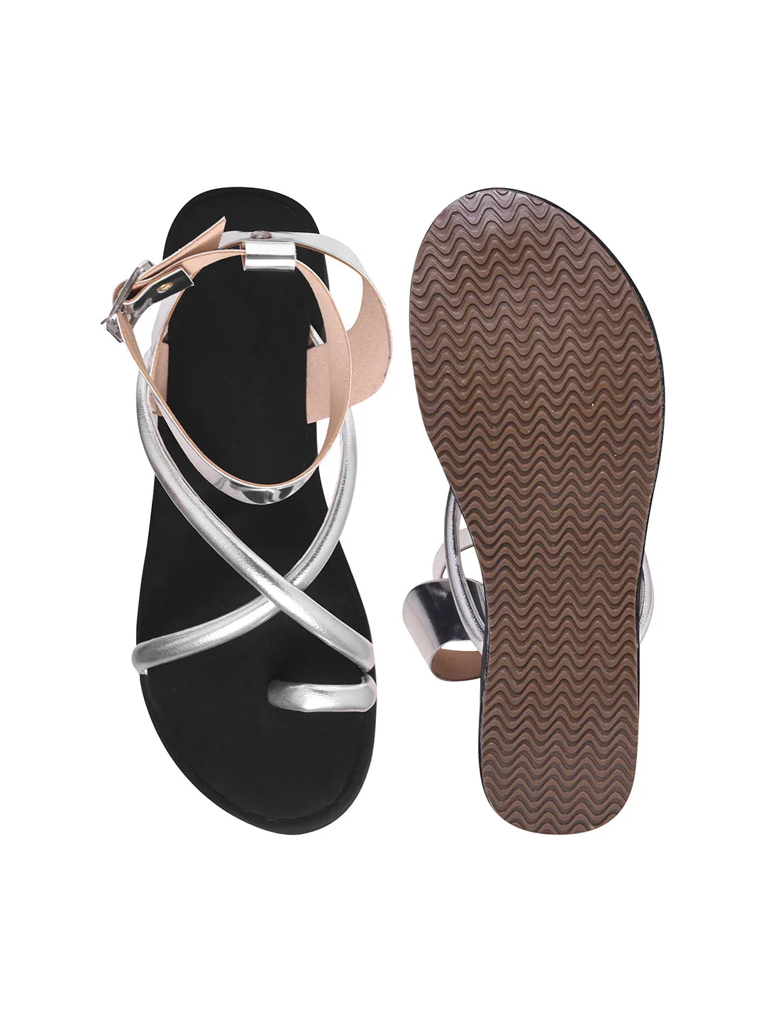 Metallic Toe-Loop Platform Sandals