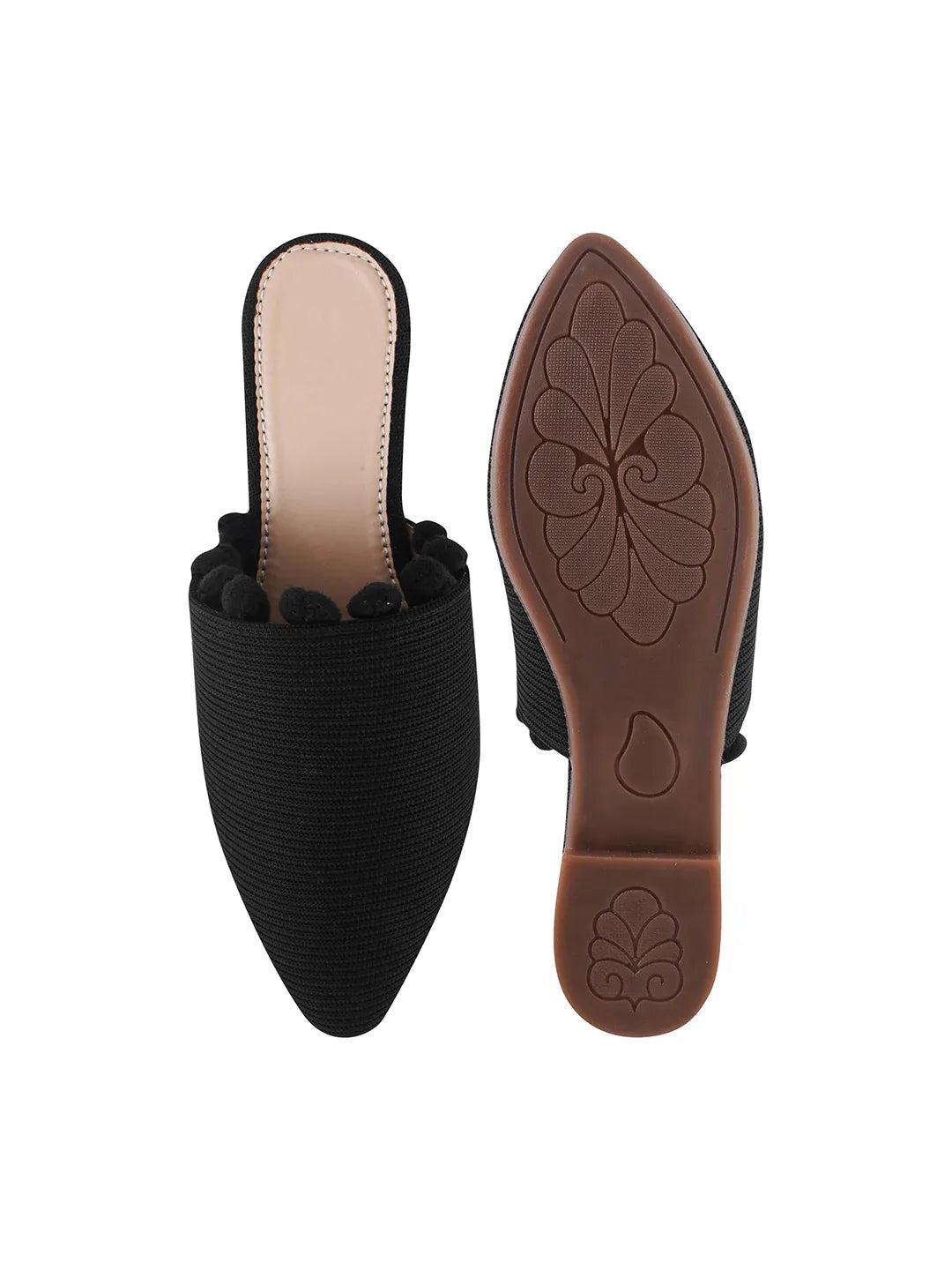 Classic Textured Flat Mules with Soft Insole
