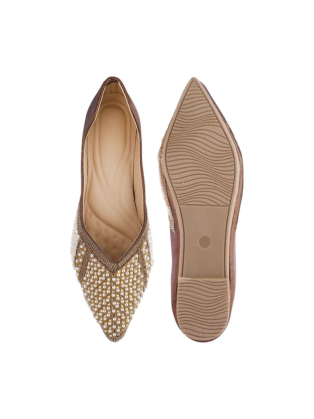TRYME Ethnic Women's Stone Pearl Embellished Juttis