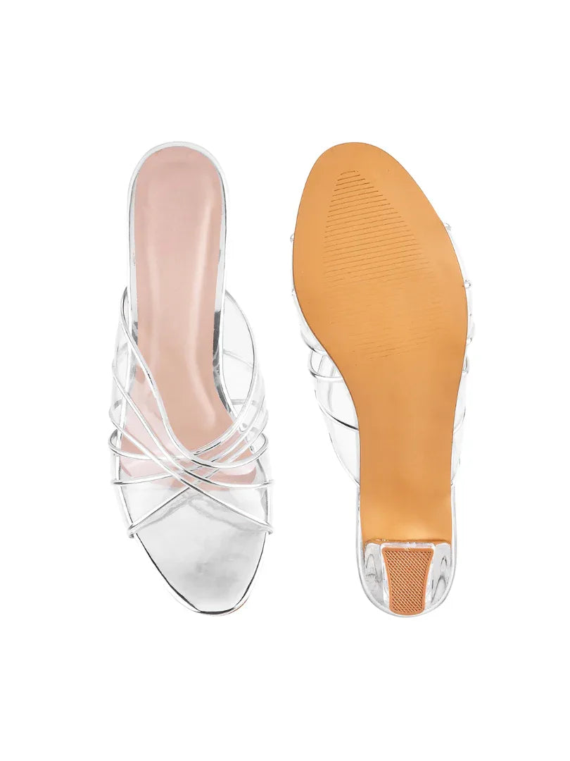 Luxe Clear Strap Block Heel Sandals
