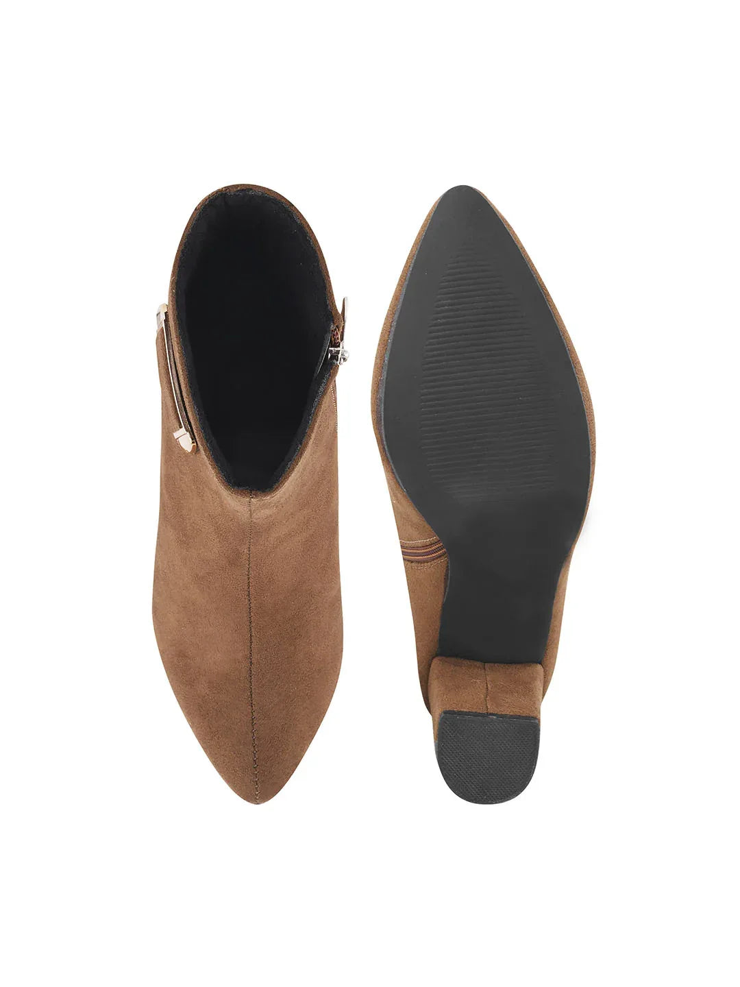 Women’s Ankle-Length Boots with Buckle Detail and Block Heel