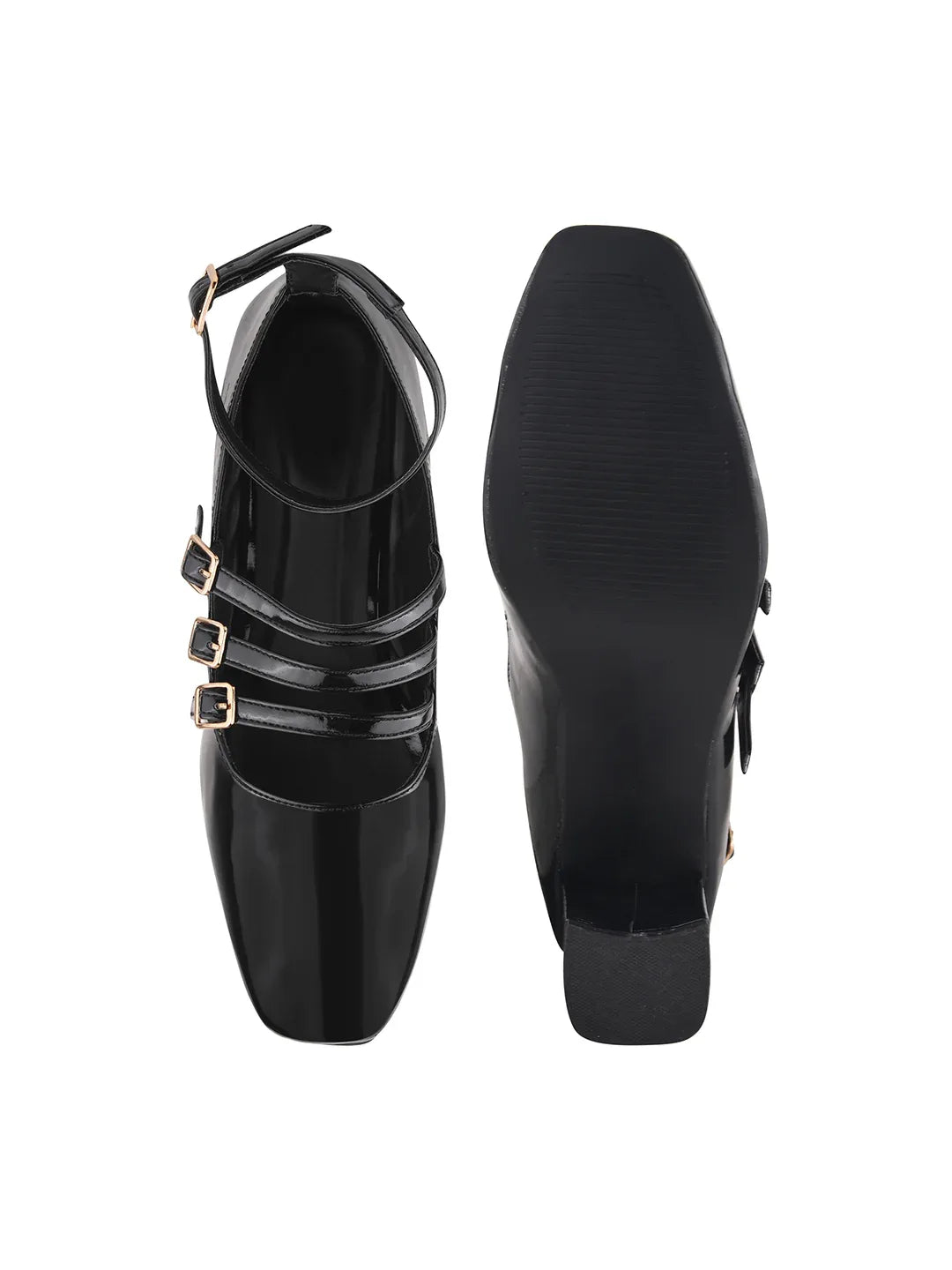 Ankle Strap Patent Block Heels