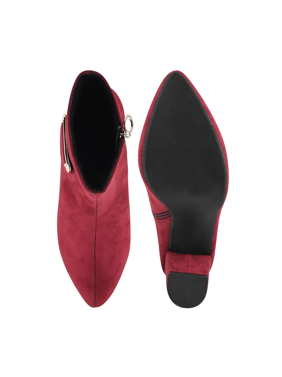 Women’s Ankle-Length Boots with Buckle Detail and Block Heel