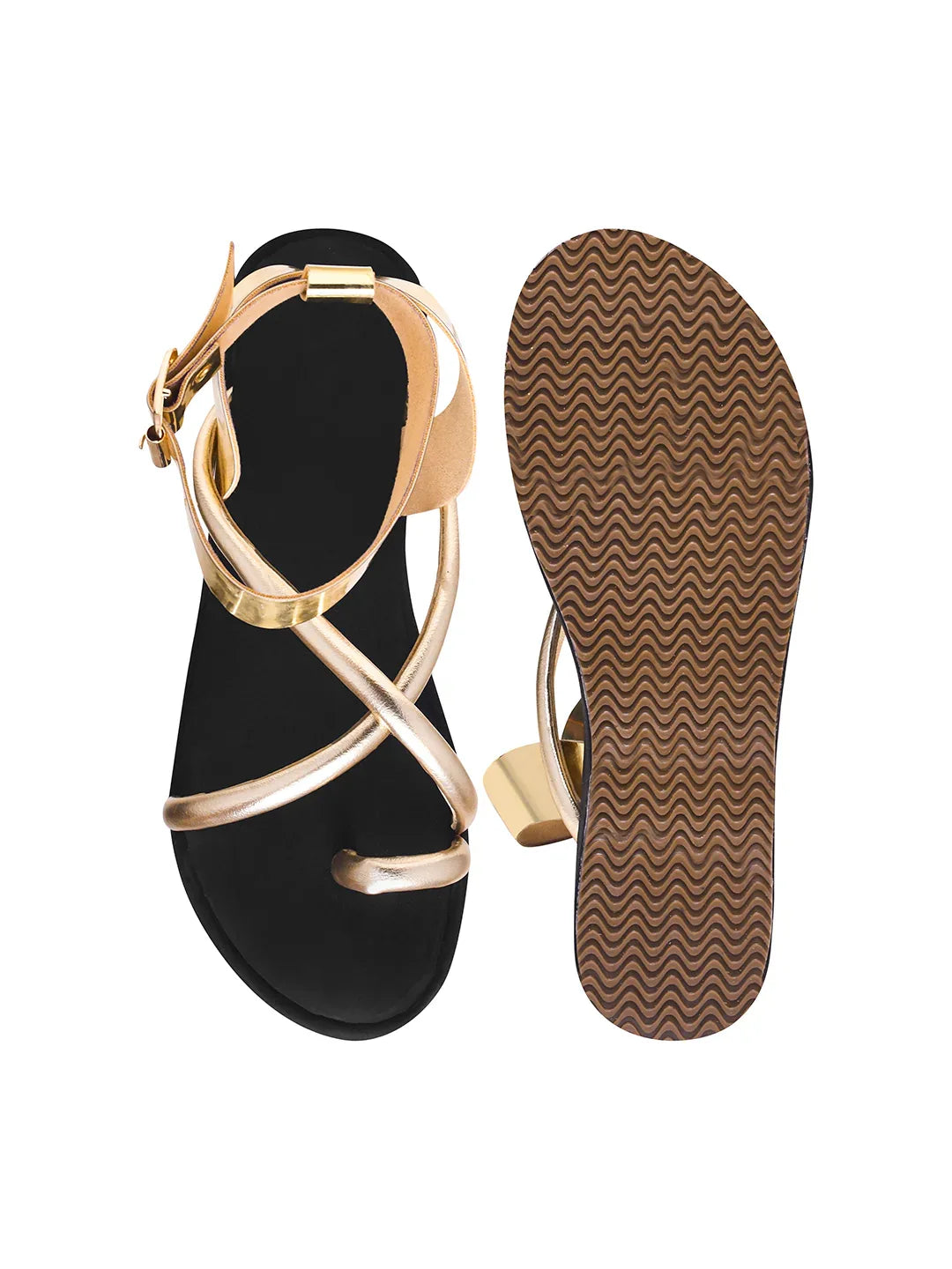 Metallic Toe-Loop Platform Sandals