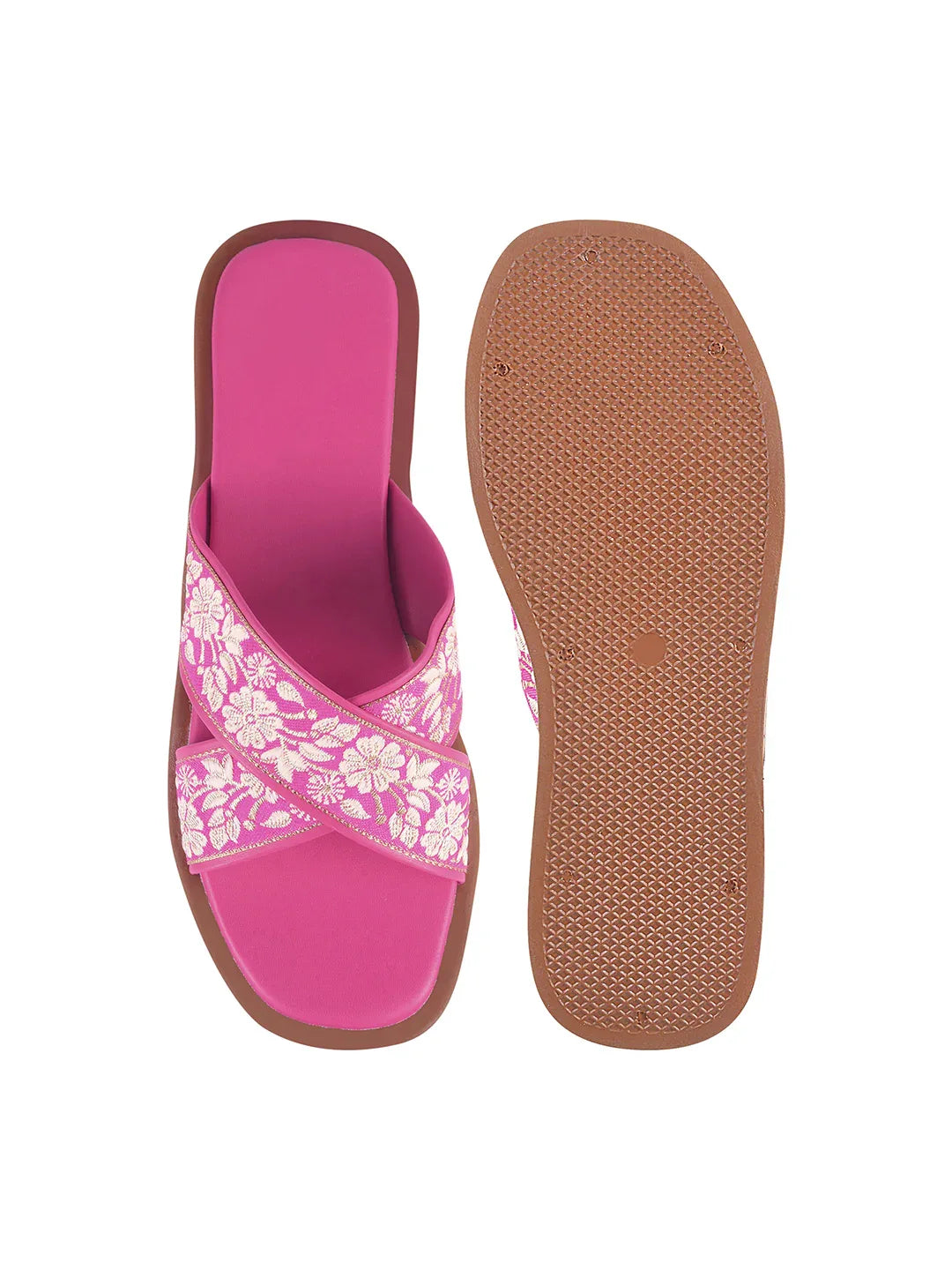 Elegant Embroidered Flat Slides