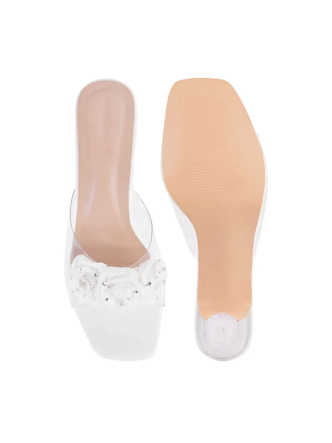Floral Rose Transparent Heel Mules