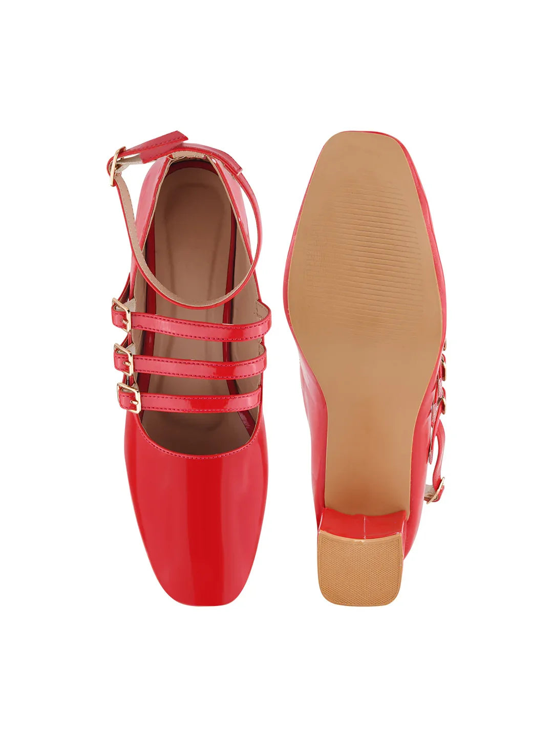 Ankle Strap Patent Block Heels