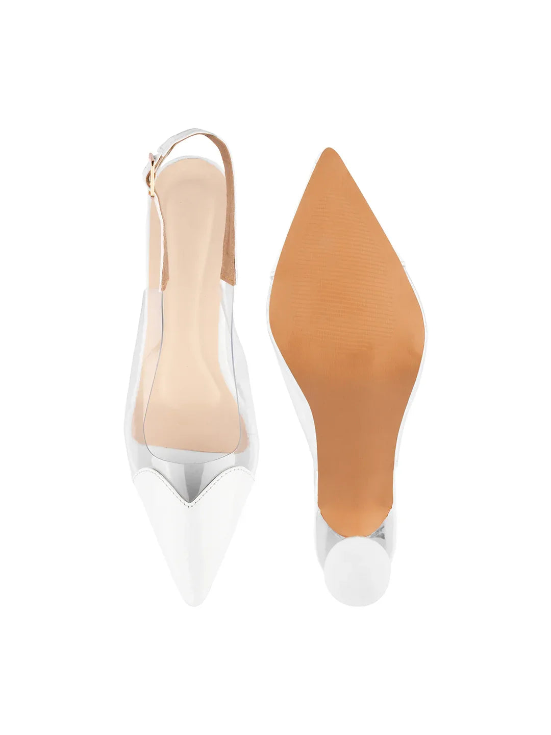 Modern Glass Finish Slingback Heels