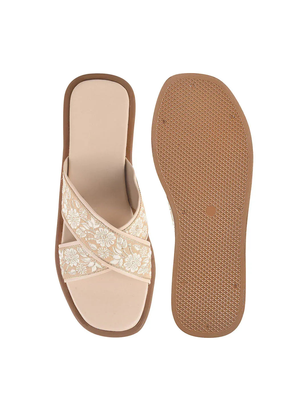 Elegant Embroidered Flat Slides