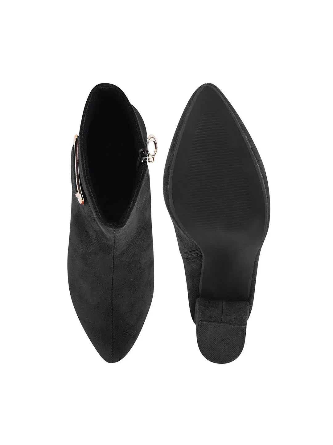Women’s Ankle-Length Boots with Buckle Detail and Block Heel