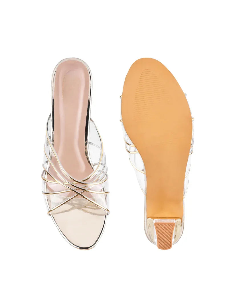 Luxe Clear Strap Block Heel Sandals