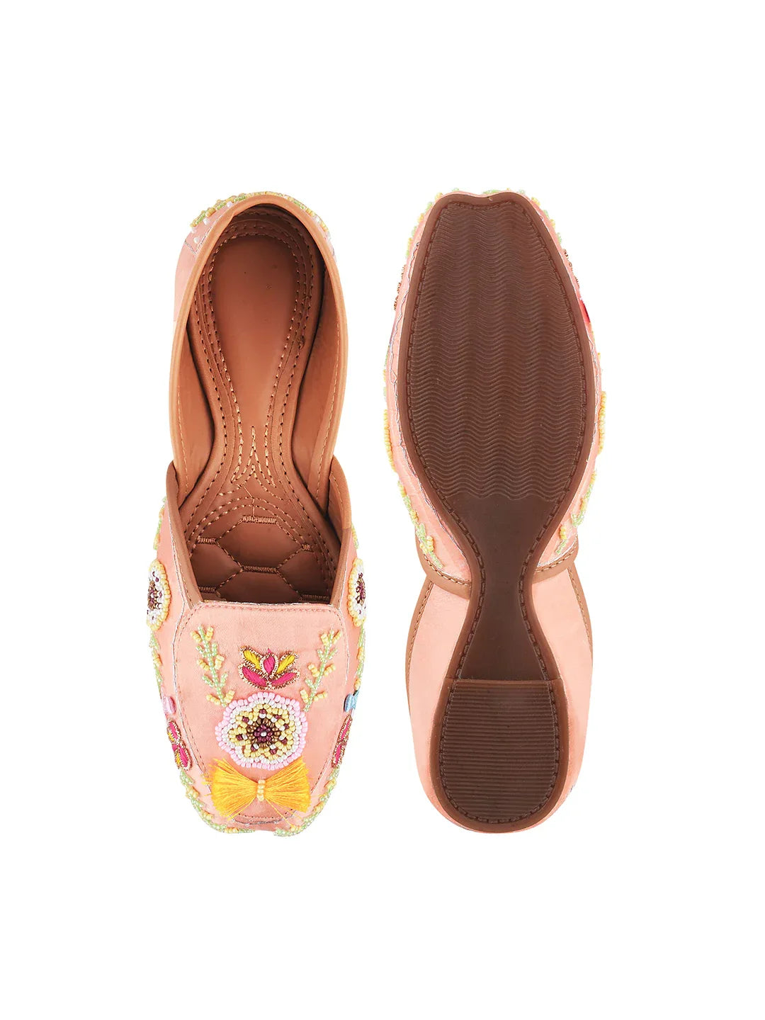 Floral Thread Embroidered Wedge Juttis