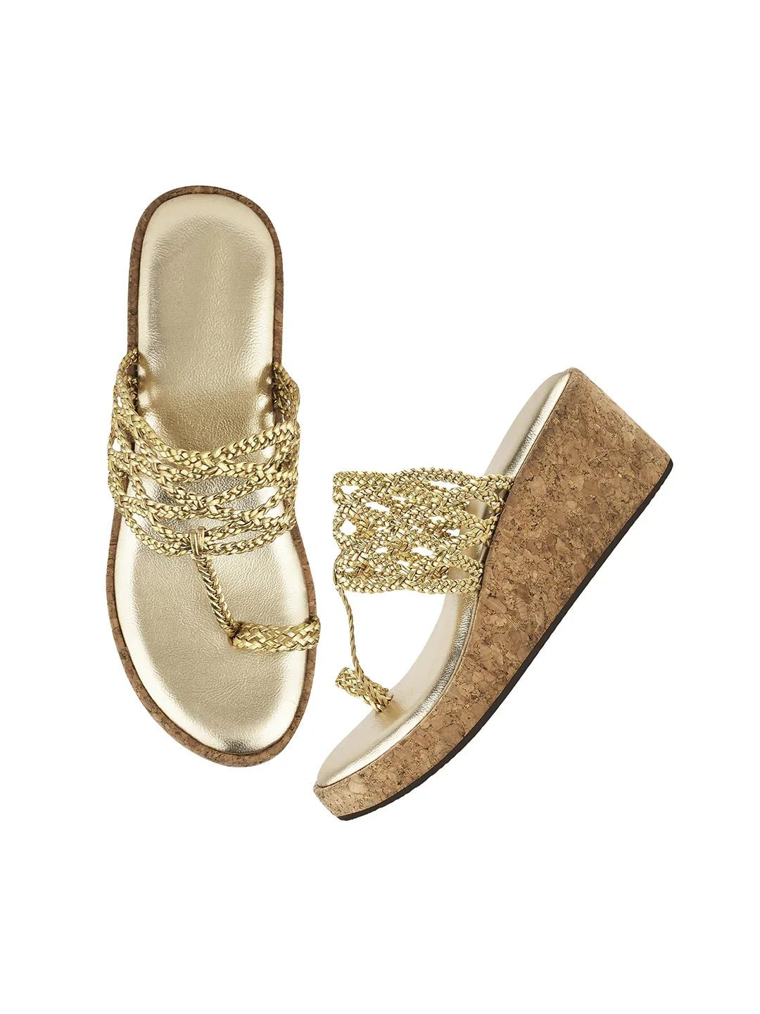 Braided Comfort Cork Wedges