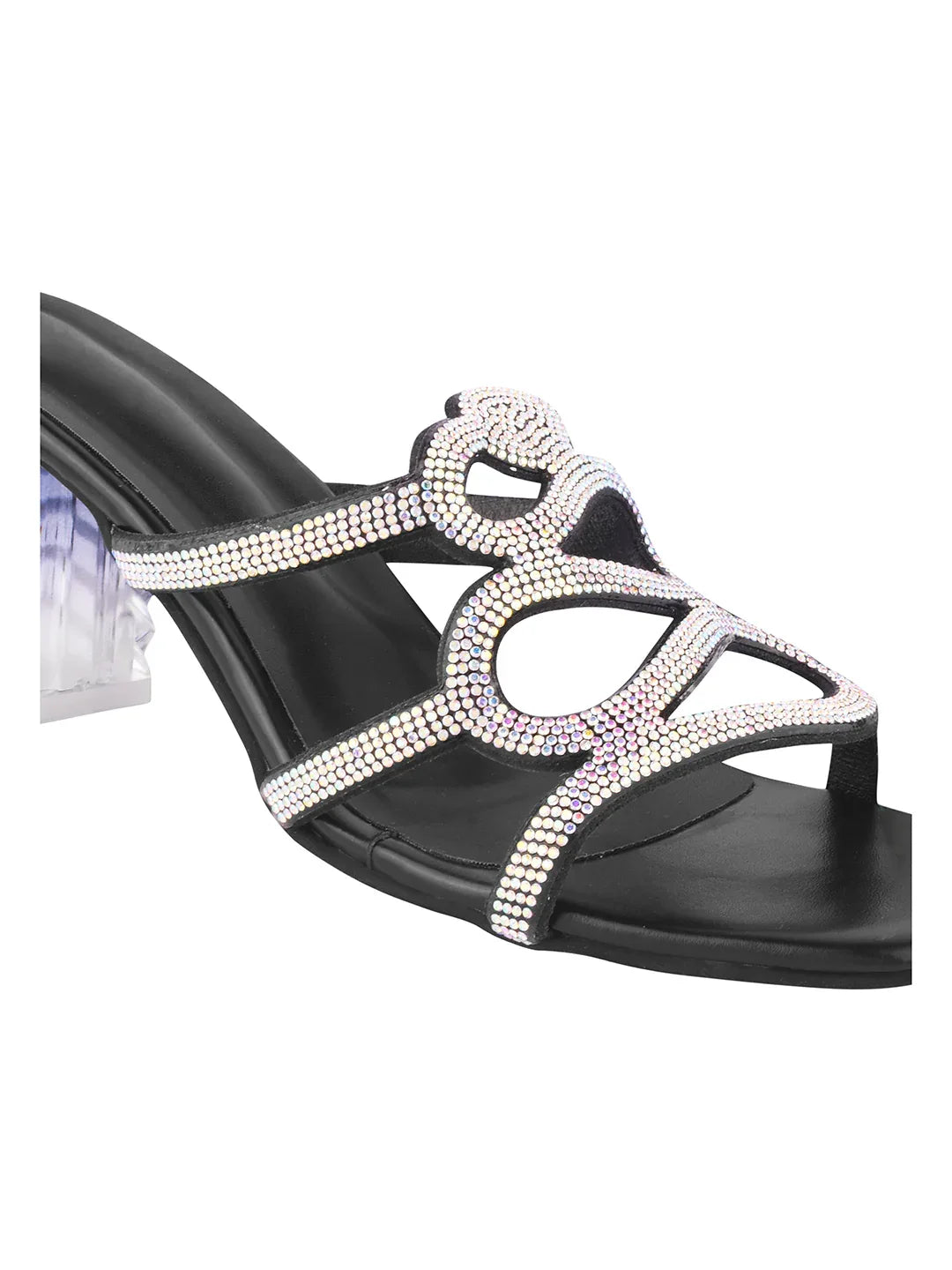 Crystal Strap Block Heel Sandals