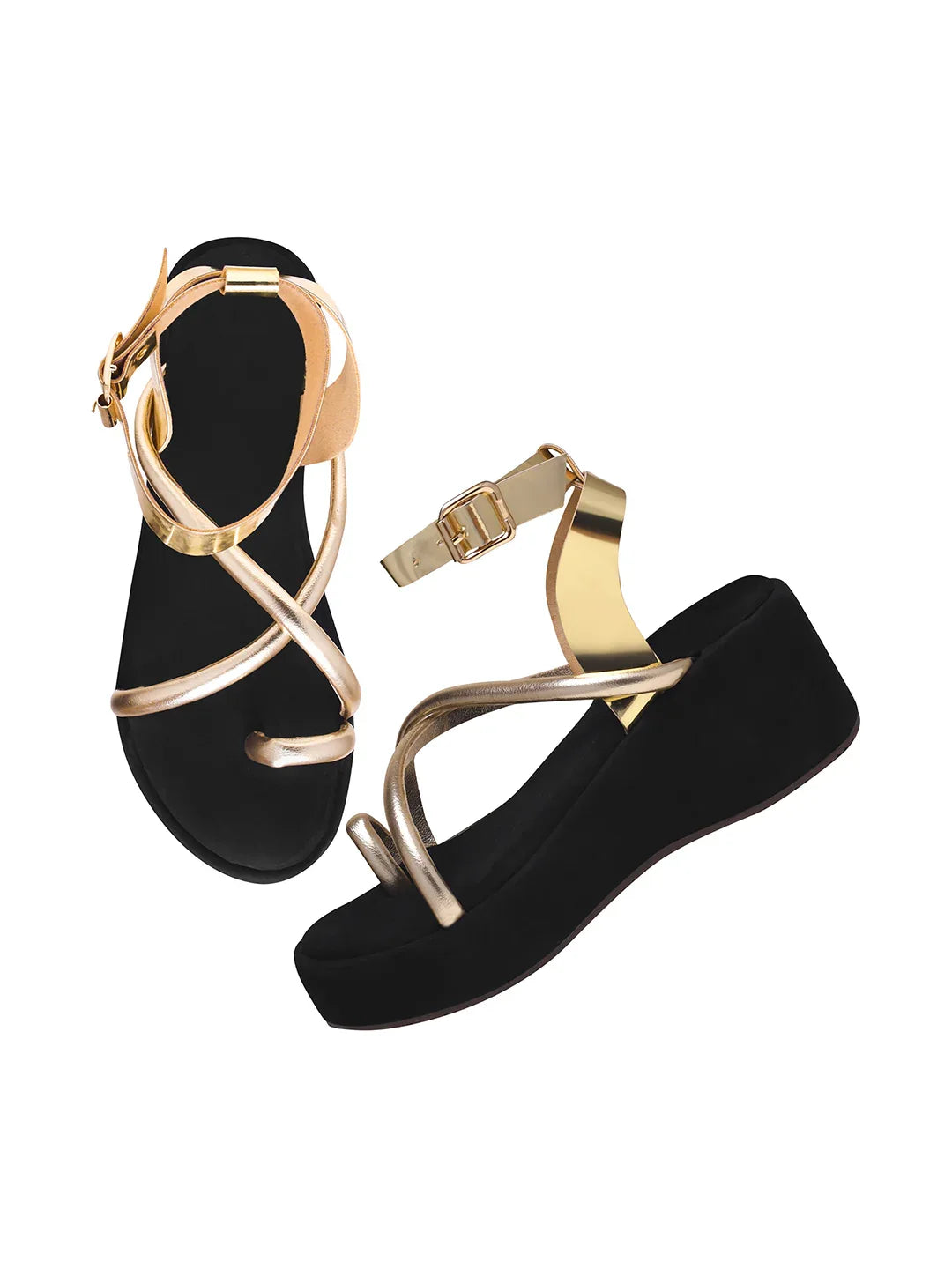 Metallic Toe-Loop Platform Sandals