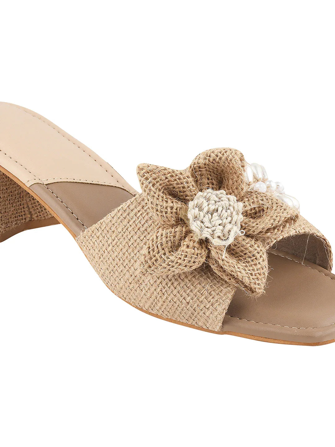 Floral Knot Fabric Block Heels