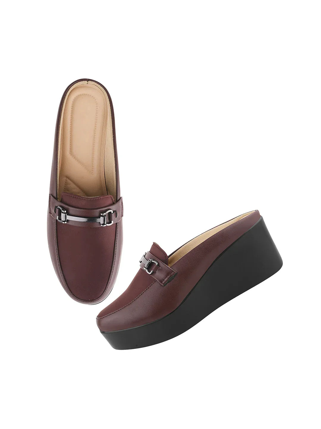 Minimal Buckle Wedge Loafers