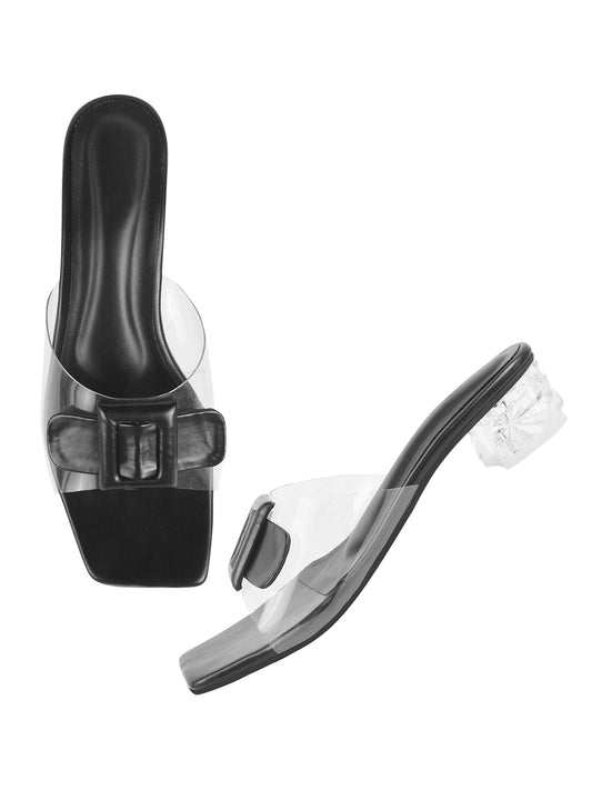 Transparent Bow Detail Heels