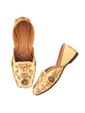 Handcrafted Zari & Stone Ethnic Wedge Juttis