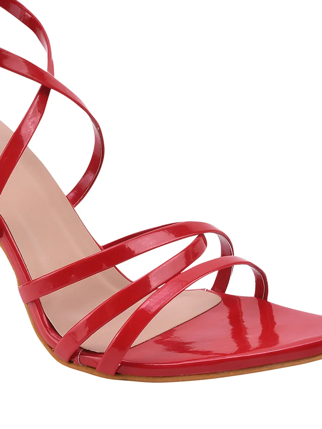 Crimson Cross-Strap Stiletto Heels