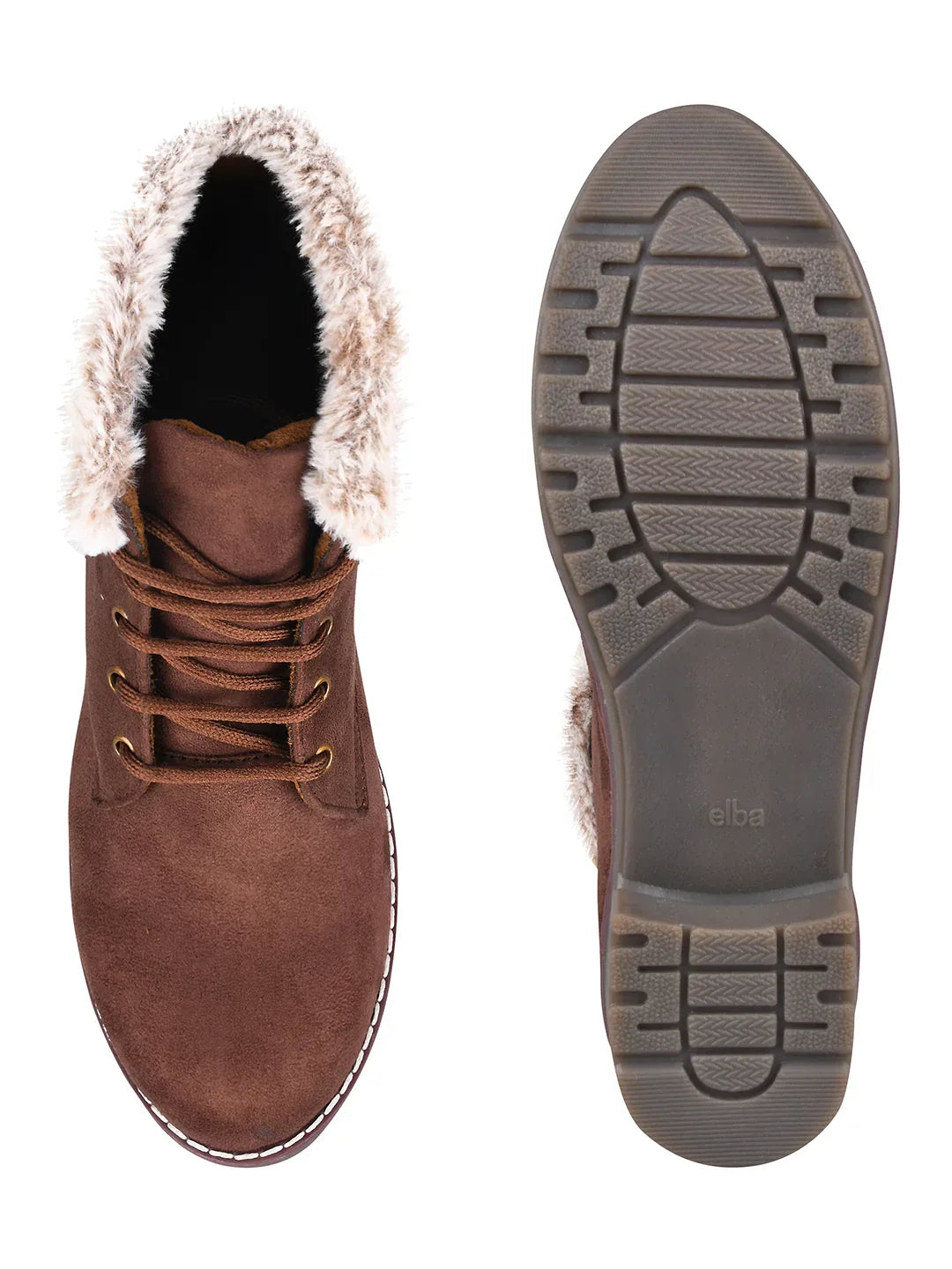 Cold Guard Lace-Up Fur Ankle Boots